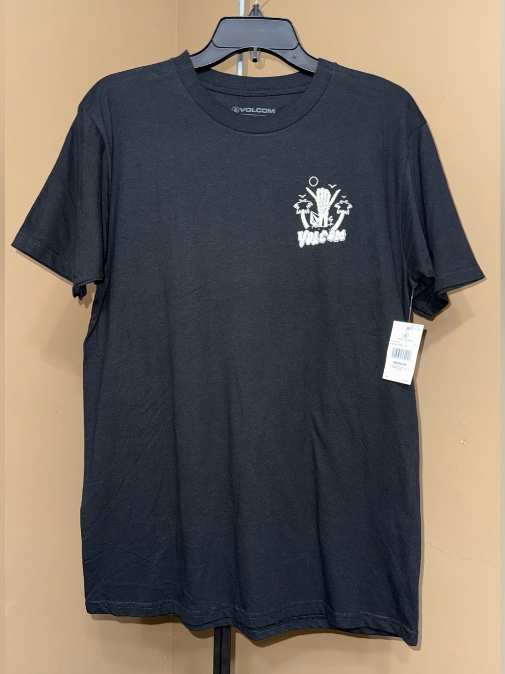 NWT Volcom Men’s Black Graphic Tee - White Logo. Size Medium.